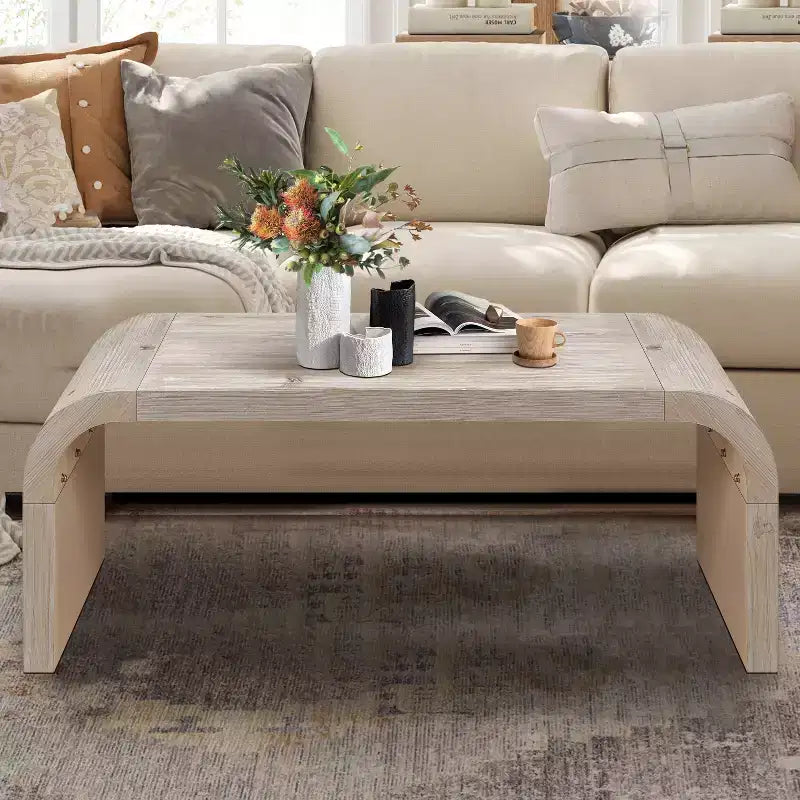 Table basse vintage Clihome Farmhouse Crafts, design Art Déco incurvé