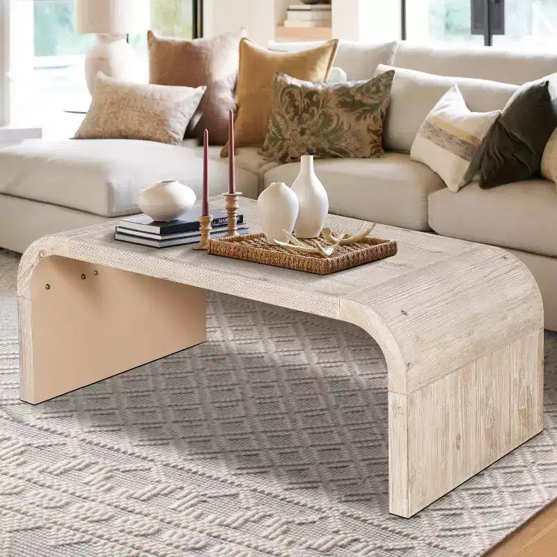 Table basse vintage Clihome Farmhouse Crafts, design Art Déco incurvé