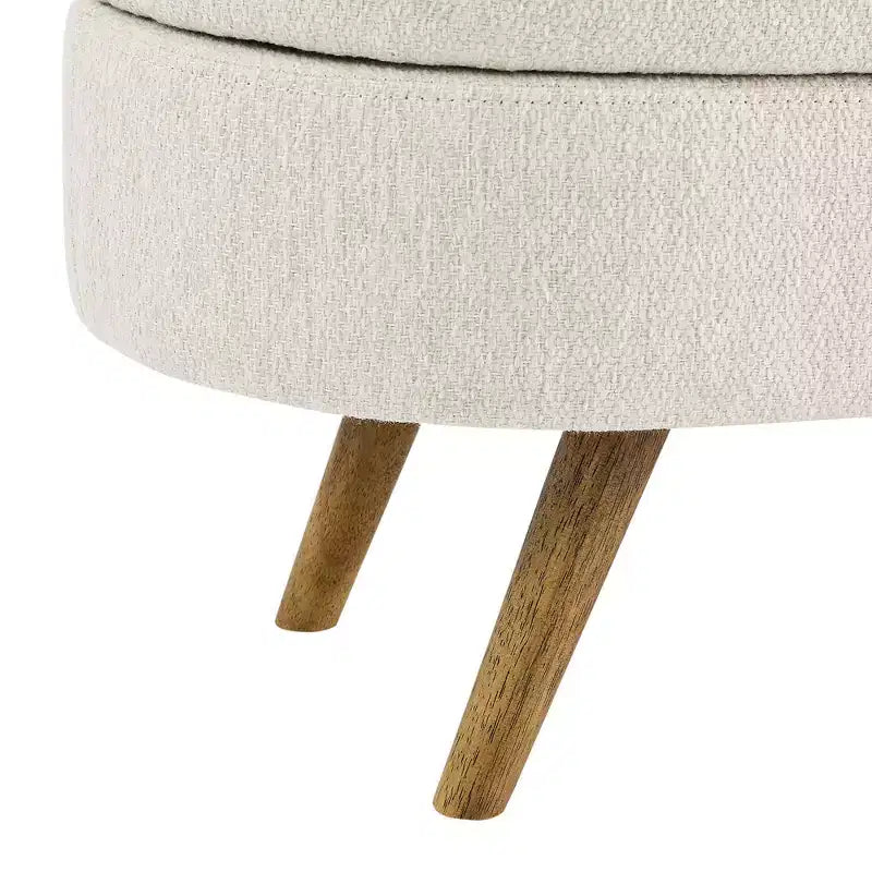 TUYOHW 43 Banc de Rangement Polyvalent Bout de Lit, Banc d'Entrée en Lin Doux, Pouf de Lit Élégant avec Pieds en Bois d'Hévéa, Capacité de 113 kg