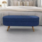 TUYOHW 43 Banc de Rangement Polyvalent Bout de Lit, Banc d'Entrée en Lin Doux, Pouf de Lit Élégant avec Pieds en Bois d'Hévéa, Capacité de 113 kg