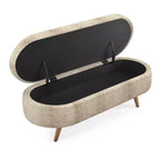 TUYOHW 43 Banc de Rangement Polyvalent Bout de Lit, Banc d'Entrée en Lin Doux, Pouf de Lit Élégant avec Pieds en Bois d'Hévéa, Capacité de 113 kg