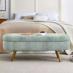 TUYOHW 43 Banc de Rangement Polyvalent Bout de Lit, Banc d'Entrée en Lin Doux, Pouf de Lit Élégant avec Pieds en Bois d'Hévéa, Capacité de 113 kg