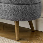 TUYOHW 43 Banc de Rangement Polyvalent Bout de Lit, Banc d'Entrée en Lin Doux, Pouf de Lit Élégant avec Pieds en Bois d'Hévéa, Capacité de 113 kg