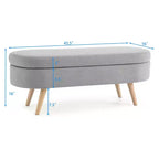 TUYOHW 43 Banc de Rangement Polyvalent Bout de Lit, Banc d'Entrée en Lin Doux, Pouf de Lit Élégant avec Pieds en Bois d'Hévéa, Capacité de 113 kg