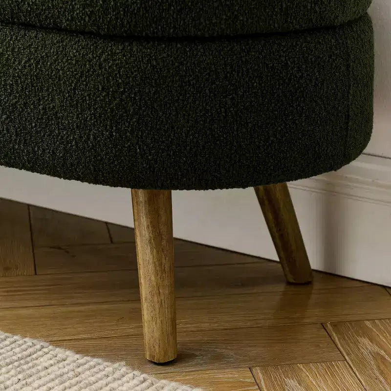TUYOHW 43 Banc de Rangement Polyvalent Bout de Lit, Banc d'Entrée en Lin Doux, Pouf de Lit Élégant avec Pieds en Bois d'Hévéa, Capacité de 113 kg