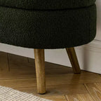 TUYOHW 43 Banc de Rangement Polyvalent Bout de Lit, Banc d'Entrée en Lin Doux, Pouf de Lit Élégant avec Pieds en Bois d'Hévéa, Capacité de 113 kg