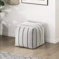 TUYOHW 16H Square Pouf,Chic Jacquard Ottoman for Living Room,Footrest Stool Non-Slip Bean Bag Chair,300lbs Capacity,White Stripes
