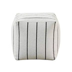 TUYOHW Pouf carré 16H, ottoman jacquard chic pour salon, repose-pieds antidérapant, chaise pouf, capacité 136 kg, rayures blanches