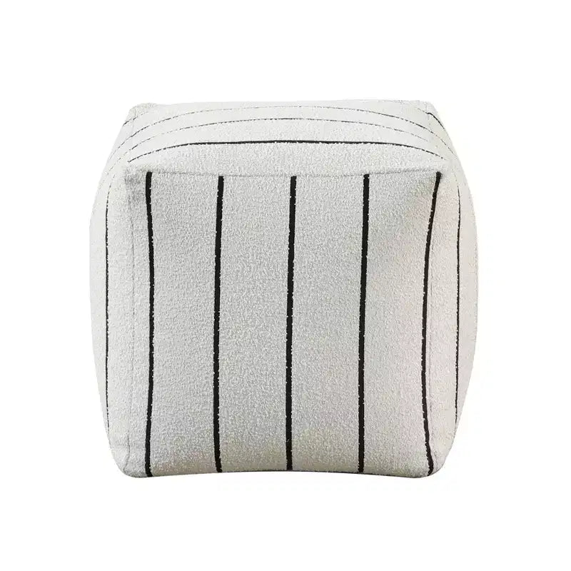 TUYOHW Pouf carré 16H, ottoman jacquard chic pour salon, repose-pieds antidérapant, chaise pouf, capacité 136 kg, rayures blanches