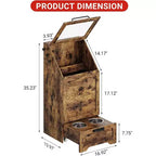 Mangeoire pliante surélevée pour chiens avec meuble de rangement, 2 gamelles en acier inoxydable et 3 crochets, organisateur de nourriture en bois pour chiens et chats, table d'appoint