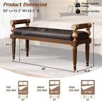 Banc capitonné en similicuir Christopher Knight Home Dana Mid-Century Modern en bois d'hévéa