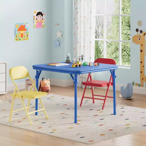 Acekool Kids Folding Table and Chairs Set, 3 or 5 Piece Boys and Girls Activity Table Set for Dining Room Daycare Classroom