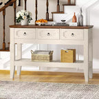 Acekool 47 Console avec tiroirs, Table d'entrée rustique de ferme avec étagère inférieure et pieds en bois massif pour l'entrée, le salon