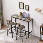 Ensemble de 3 pièces pour table à manger à hauteur de comptoir industrielle avec 2 tabourets à hauteur de comptoir en PU, pour cuisine ou bar à la maison peu encombrant - Panipeachy