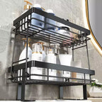 Étagère de rangement au-dessus des toilettes sans perçage, organiseur de salle de bain en acier au carbone, étagère autoportante simple ou double couche noire