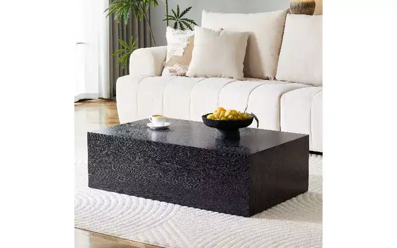 Table basse rectangulaire minimaliste TUYOHW, table de salon prête à l'emploi, table basse moderne en MDF avec texture naturelle