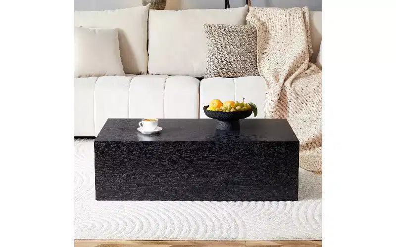 Table basse rectangulaire minimaliste TUYOHW, table de salon prête à l'emploi, table basse moderne en MDF avec texture naturelle