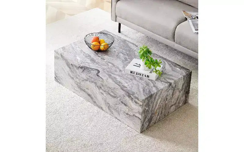 Table basse rectangulaire minimaliste TUYOHW, table de salon prête à l'emploi, table basse moderne en MDF avec texture naturelle