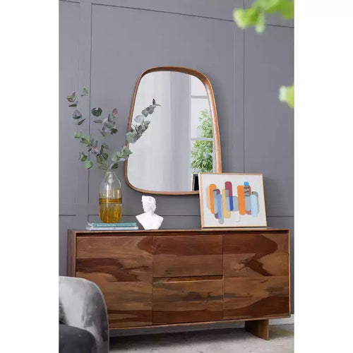 Miroir Mural Irrégulier 27 x 37 Pouces avec Cadre en Bois