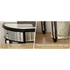 TUYOHW 47 Table console miroir avec 2 tiroirs, table d'entrée demi-lune en verre cannelé avec bouton en cristal, coiffeuse pour chambre à coucher, salon