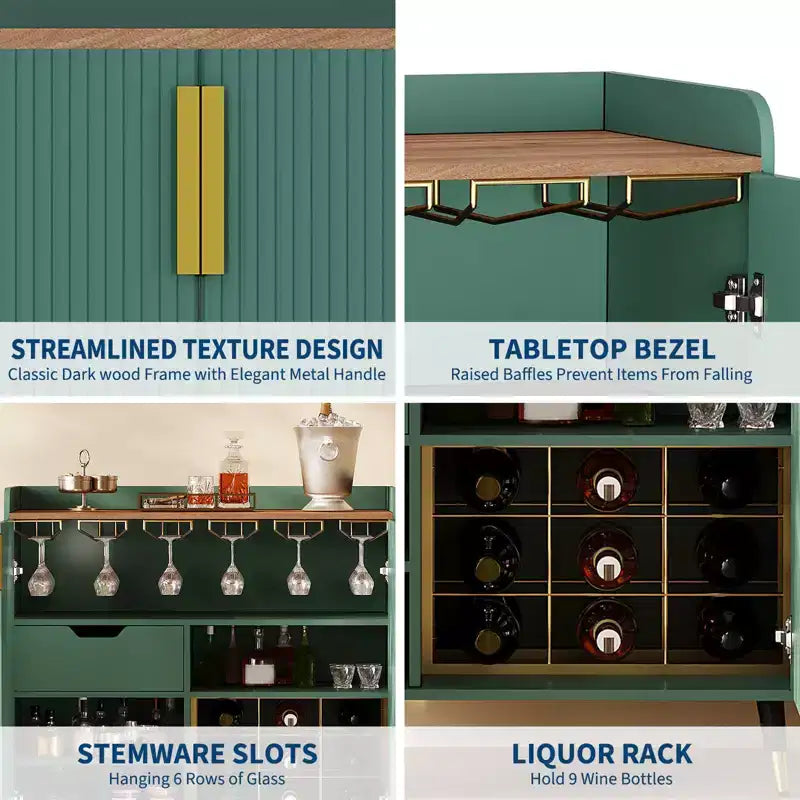 Vitrine COZONY avec porte vitrée, meuble de rangement autoportant avec porte-verres et tiroirs