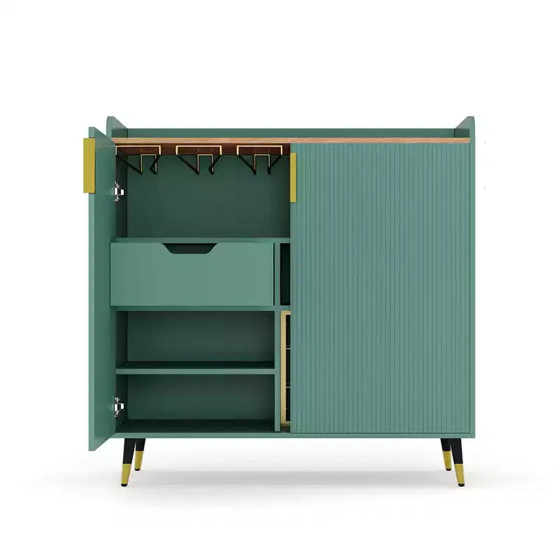 Vitrine COZONY avec porte vitrée, meuble de rangement autoportant avec porte-verres et tiroirs