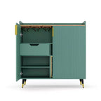Vitrine COZONY avec porte vitrée, meuble de rangement autoportant avec porte-verres et tiroirs