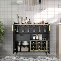 COZONY Glass Door Display Cabinet, Freestanding Storage Unit w/ Stemware Racks & Drawers