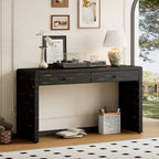 Table console incurvée Clihome avec rangement, table d'entrée en bois avec 2 tiroirs, tables consoles rustiques de style fermier pour entrée, couloir, salon