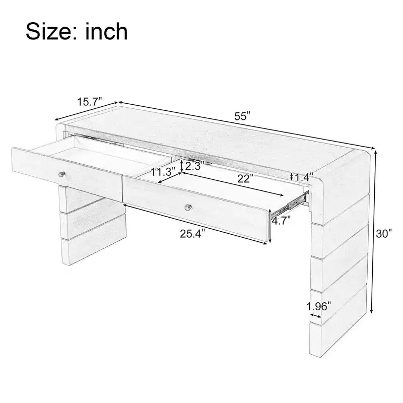 Table console incurvée Clihome avec rangement, table d'entrée en bois avec 2 tiroirs, tables consoles rustiques de style fermier pour entrée, couloir, salon