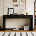 Clihome Curved Console Table with Storage, Wooden Entryway Table with 2 Drawers, Farmhouse Rustic Console Tables for Entryway, Hallway, Living Room