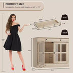 Bahut buffet 35,4W avec porte vitrée et tiroir, meuble de rangement réglable pour salle à manger, cuisine ou salon