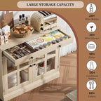 Bahut buffet 35,4W avec porte vitrée et tiroir, meuble de rangement réglable pour salle à manger, cuisine ou salon