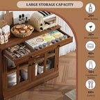 Bahut buffet 35,4W avec porte vitrée et tiroir, meuble de rangement réglable pour salle à manger, cuisine ou salon