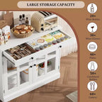 Bahut buffet 35,4W avec porte vitrée et tiroir, meuble de rangement réglable pour salle à manger, cuisine ou salon