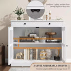 Bahut buffet 35,4W avec porte vitrée et tiroir, meuble de rangement réglable pour salle à manger, cuisine ou salon