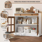 Bahut buffet 35,4W avec porte vitrée et tiroir, meuble de rangement réglable pour salle à manger, cuisine ou salon