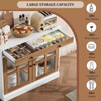 Bahut buffet 35,4W avec porte vitrée et tiroir, meuble de rangement réglable pour salle à manger, cuisine ou salon