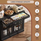 Bahut buffet 35,4W avec porte vitrée et tiroir, meuble de rangement réglable pour salle à manger, cuisine ou salon