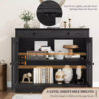 Bahut buffet 35,4W avec porte vitrée et tiroir, meuble de rangement réglable pour salle à manger, cuisine ou salon