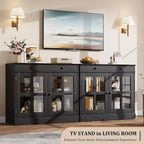 Bahut buffet 35,4W avec porte vitrée et tiroir, meuble de rangement réglable pour salle à manger, cuisine ou salon