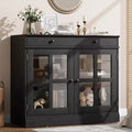 35.4W Sideboard Buffet Cabinet with Glass Door and Drawer, Adjustable Storage Cabinet for Dining Room, Kitchen or Living Room