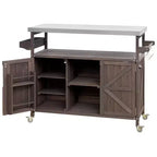 Chariot de barbecue portable avec rangement, table de préparation de barbecue en PEHD étanche avec plateau en acier inoxydable 304, utilisation par tous les temps, chariot de camping avec roues