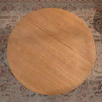 Maxax – Table basse ronde de 31,1 po en bois de chêne naturel avec base découpée pour salon et espaces de ferme