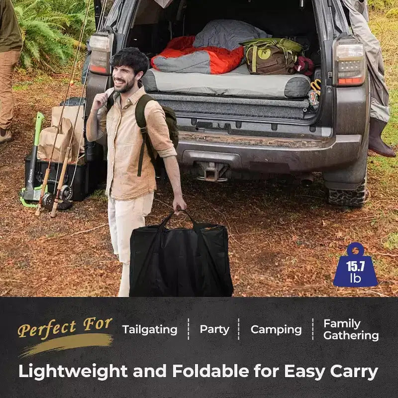 Gril et table de préparation pliables portables avec roulettes, support de barbecue en acier inoxydable pour le camping, les pique-niques et la cuisine en plein air, chariot de salle à manger roulant