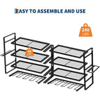 COZONY Étagère de Rangement Murale Robuste pour Outils, Support Métallique à 4 Niveaux pour Garage avec 8 Fentes et Crochets pour Perceuse, Capacité de 109 kg, Organisateur d'Outils pour Atelier