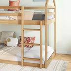 Bellemave Lit Superposé Jumeau sur Jumeau de type Maison avec Échelle et Barrières de Sécurité, Cadre de Lit Superposé en Bois d'Hévéa pour Enfants