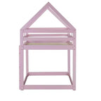 Bellemave Lit Superposé Jumeau sur Jumeau de type Maison avec Échelle et Barrières de Sécurité, Cadre de Lit Superposé en Bois d'Hévéa pour Enfants