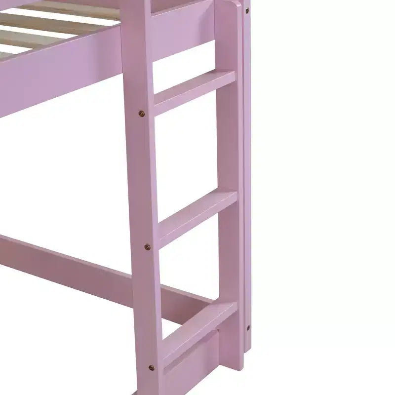 Bellemave Lit Superposé Jumeau sur Jumeau de type Maison avec Échelle et Barrières de Sécurité, Cadre de Lit Superposé en Bois d'Hévéa pour Enfants