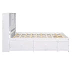 Lit plateforme queen/king size en bois de pin avec tête de lit de rangement et 8 tiroirs - ModernLuxe
